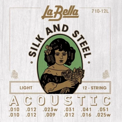 La Bella - Silk and Steel 12-String Acoustic Guitar Set - Light
