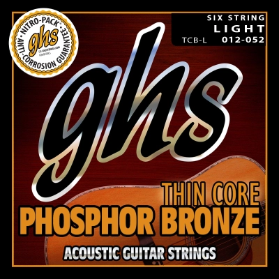 GHS Strings - Thin Core Phosphor Bronze Acoustic Guitar String Set - Light