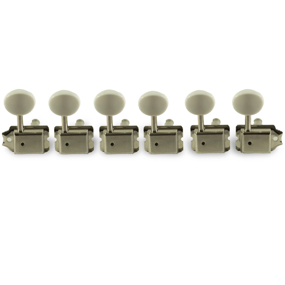 Gotoh 6 In Line Vintage Style Tuning Machines - Nickel with White Buttons