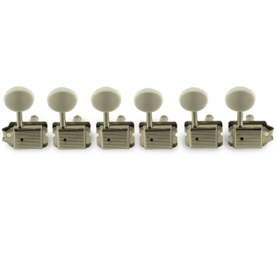 WD Music - Gotoh 6 In Line Vintage Style Tuning Machines - Nickel with White Buttons