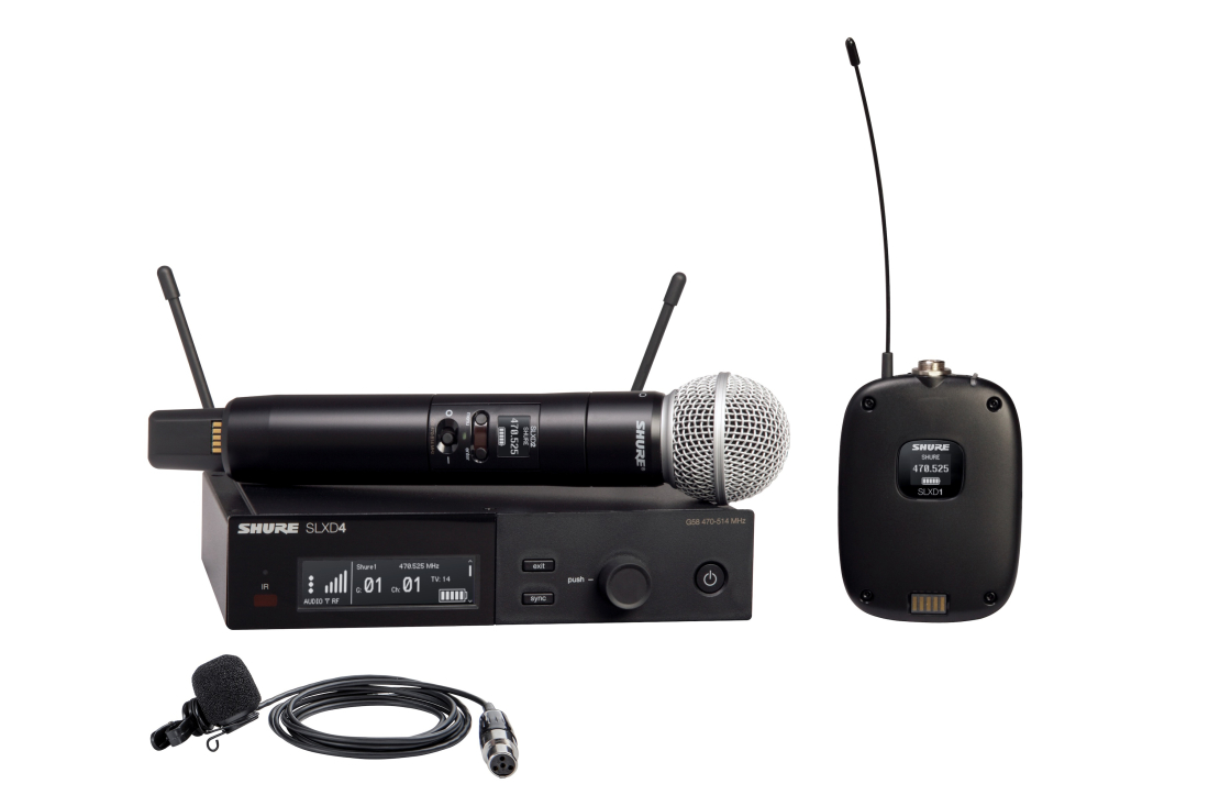 SLXD124/85M Digital Wireless Combo System with WL185m Lavalier and SM58 Microphone - G58