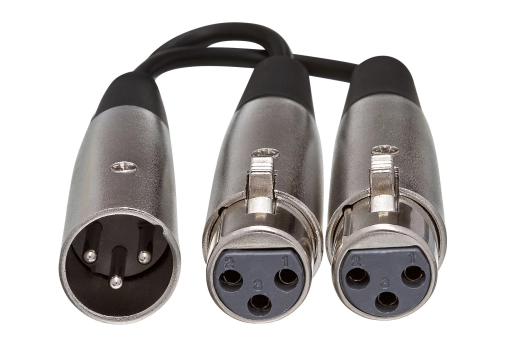 Y Cable, Dual XLR3F to XLR3M - 1.5 Foot