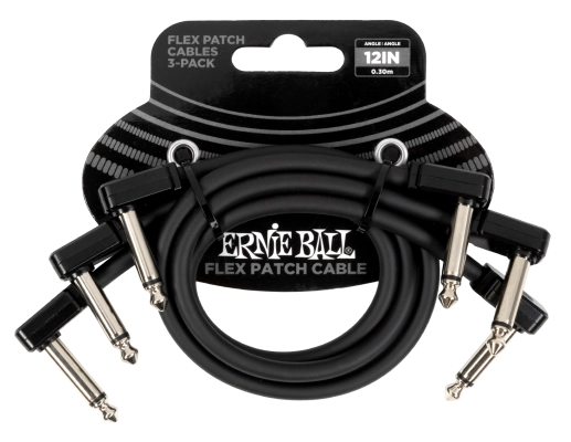 Ernie Ball - 12 Flex Patch Cable - Black (3-Pack)