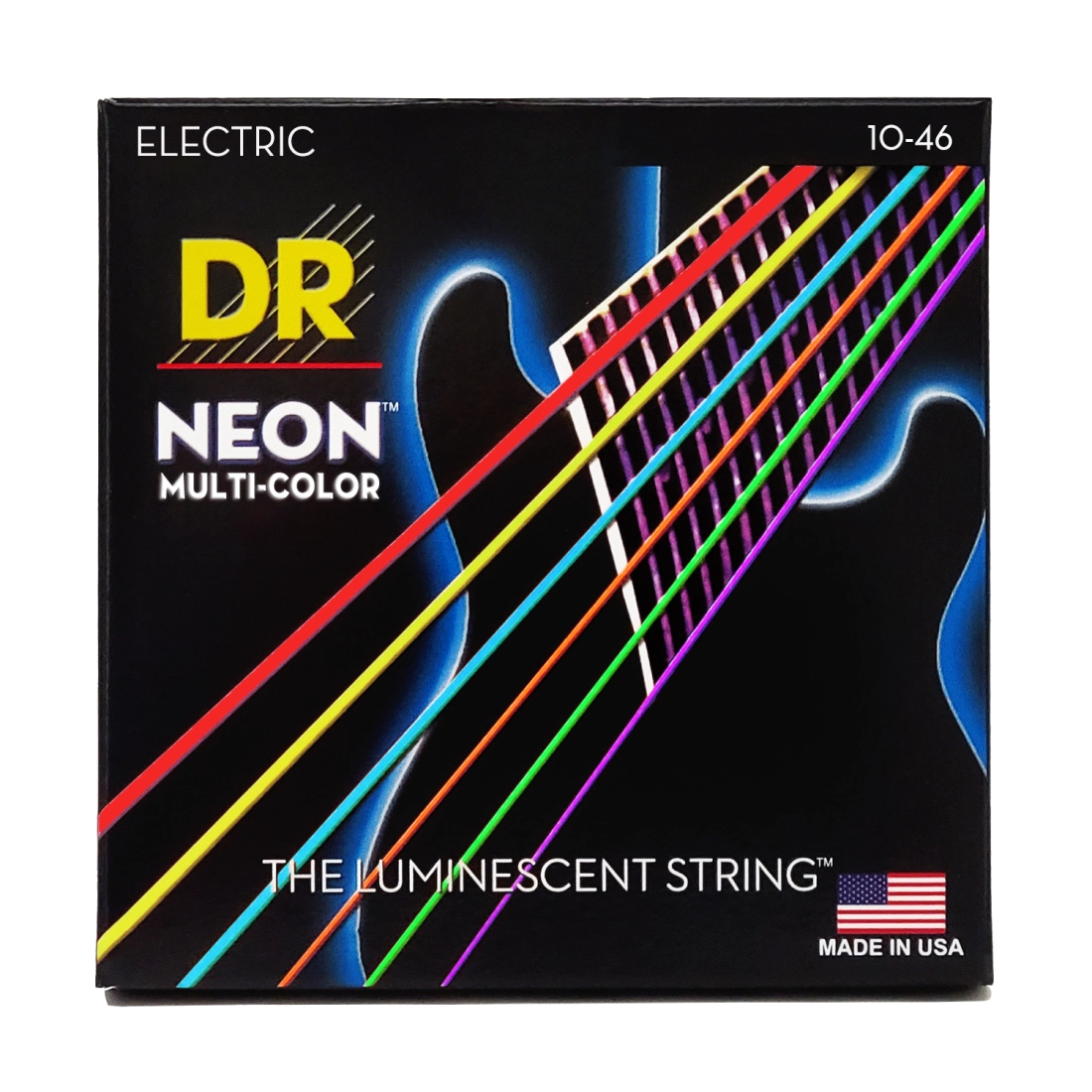 Neon Multicolored Coated 6 String Guitar Set - Medium 10-46