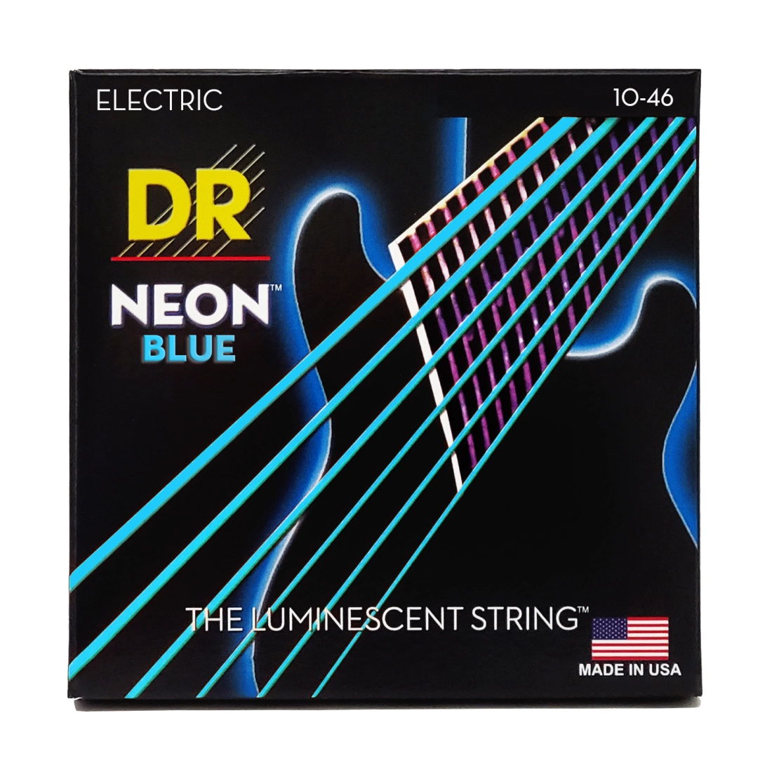 Neon Blue Coated 6 String Guitar Set - Medium 10-46