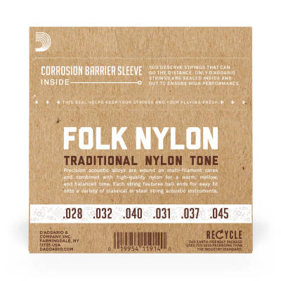EJ32 - Folk Nylon Silver Wound/Black Nylon