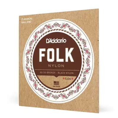 DAddario - EJ34 - Folk Nylon 80/20 Bronze/Black Nylon