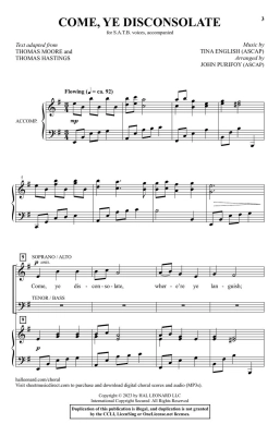 Come, Ye Disconsolate - English/Purifoy - SATB