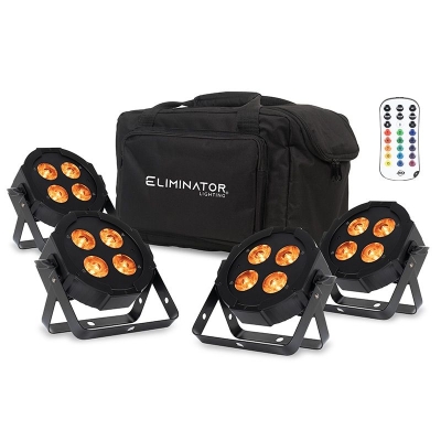 Eliminator Lighting - Ensemble MegaHex LPak4 (4projecteurs  DEL, cbles et sac)