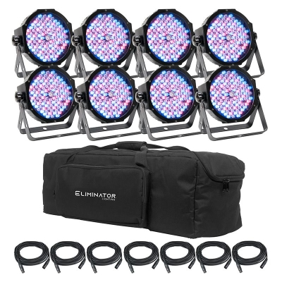 Eliminator Lighting - Ensemble MegaHex LPak8 (8projecteurs  DEL, cbles et sac)