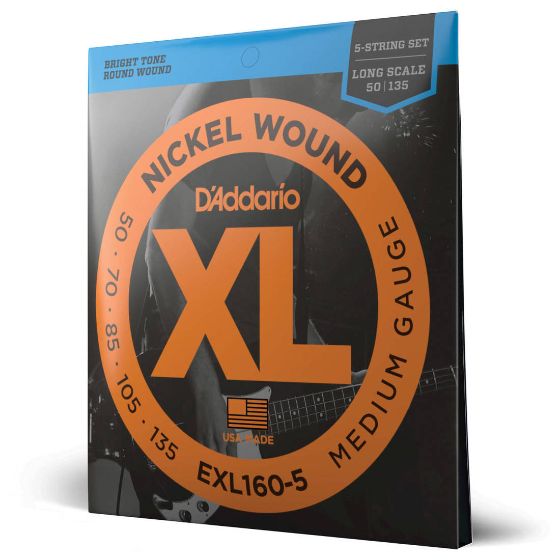 EXL160-5 - Nickel Round Wound 5-STRING/LONG SCALE 50-135