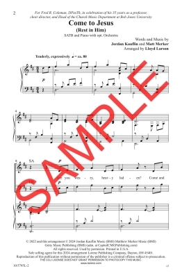 Come to Jesus (Rest in Him) - Kauflin/Merker/Larson - SATB