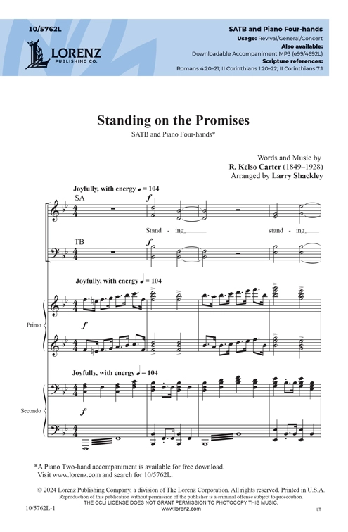 Standing on the Promises - Carter/Shackley - SATB