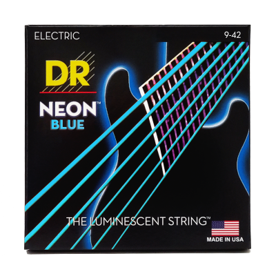 DR Strings - Neon Blue Coated 6 String Guitar Set - Light, 9-42