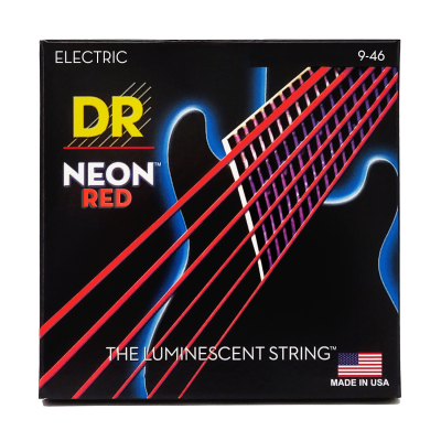 DR Strings - Neon Red Coated 6 String Guitar Set - Light-Medium 9-46