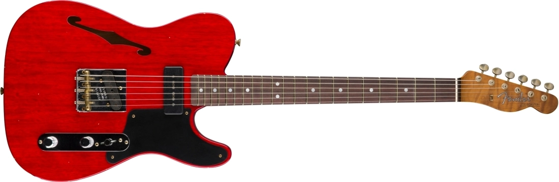 Limited Edition P90 Korina Tele Journeyman Relic, 3A Rosewood Fingerboard - Aged Crimson Transparent