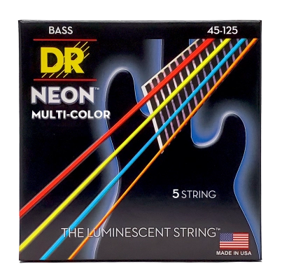 DR Strings - Neon Multicolored Coated  Bass 5-String Set - Medium 45-125