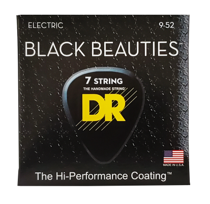 DR Strings - Black Beauty Coated Electric 7-String Set - 9-52