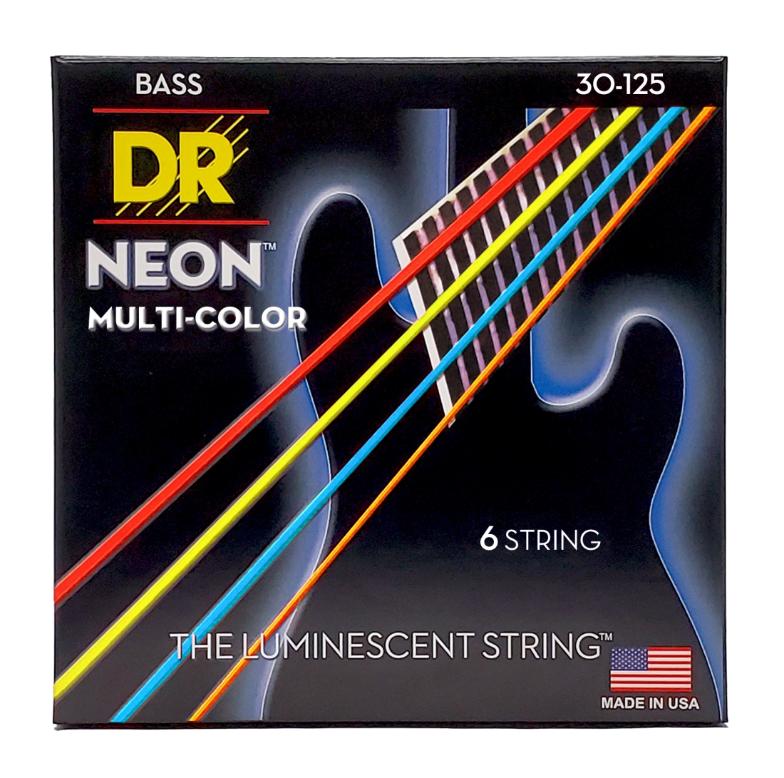 Neon Multicolored Coated Bass 6-String Set - Medium 30-125