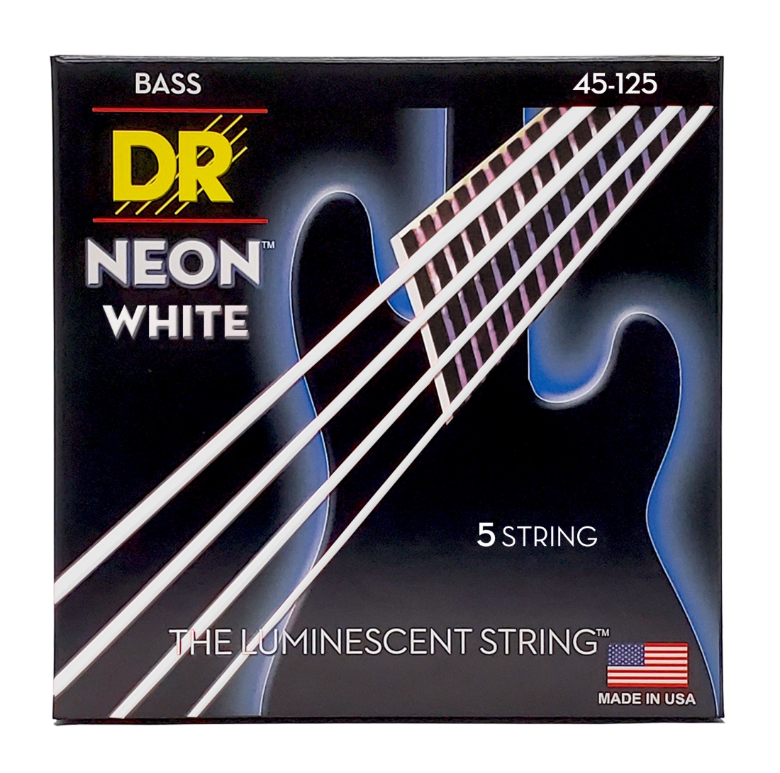 Neon White Coated Bass 5-String Set - Medium 45-125