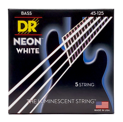 DR Strings - Neon White Coated Bass 5-String Set - Medium 45-125