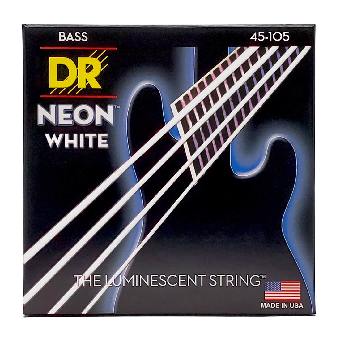 Neon White Coated Bass String Set - Medium 45-105