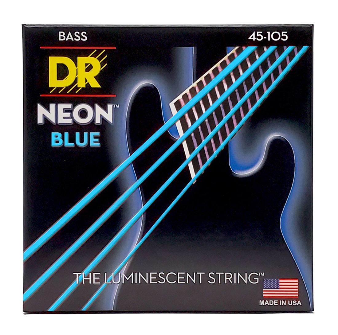 Neon Blue Coated Bass String Set - Medium 45-105