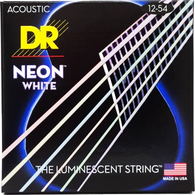 DR Strings - Neon White Acoustic Guitar String Set - Medium 12-54