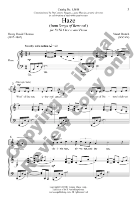 Haze (from Songs of Renewal) - Thoreau/Beatch - SATB