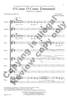 O Come, O Come, Emmanuel - Culloton - SATB