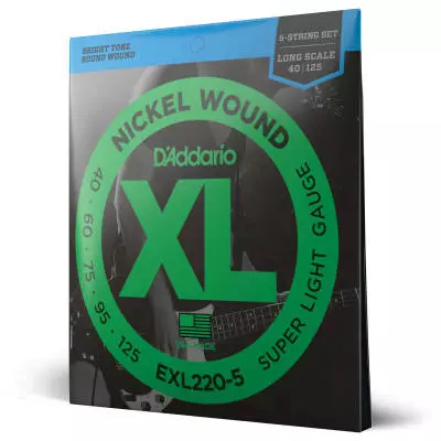 DAddario - EXL220-5 - Nickel Round Wound 5-STRING LONG SCALE 40-125