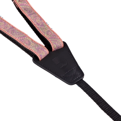 Cradle Jacquard Paisley Ukulele Strap - Pink/Green