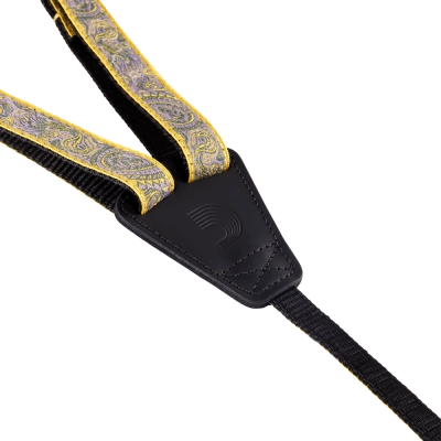 Cradle Jacquard Paisley Ukulele Strap - Yellow/Purple