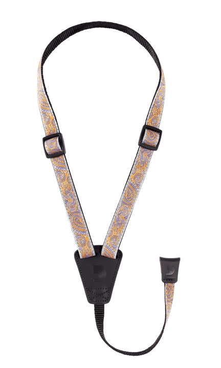 Cradle Jacquard Paisley Ukulele Strap - Gray/Orange