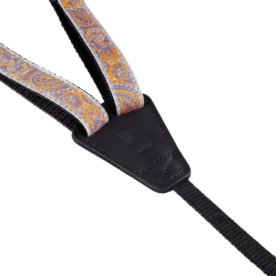 Cradle Jacquard Paisley Ukulele Strap - Gray/Orange