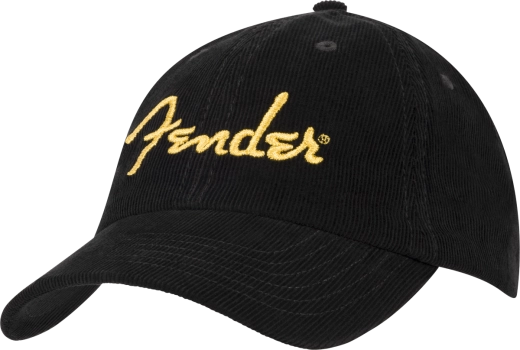 Fender - Gold Spaghetti Logo Corduroy Baseball Hat - Black