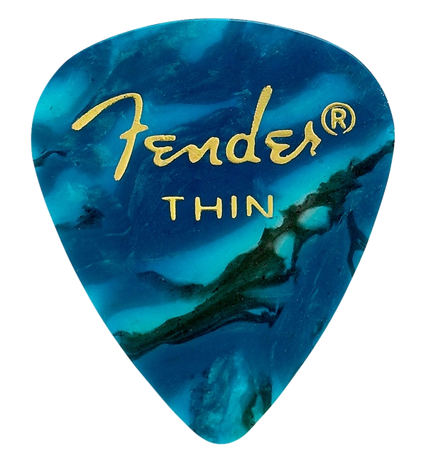 351 Shape Celluloid Picks 12-Pack, Thin - Ocean Turquoise