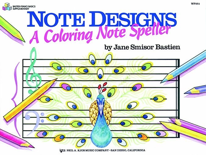 Note Designs: A Coloring Note Speller - Bastien - Piano - Book