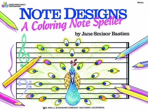 Kjos Music - Note Designs: A Coloring Note Speller - Bastien - Piano - Book