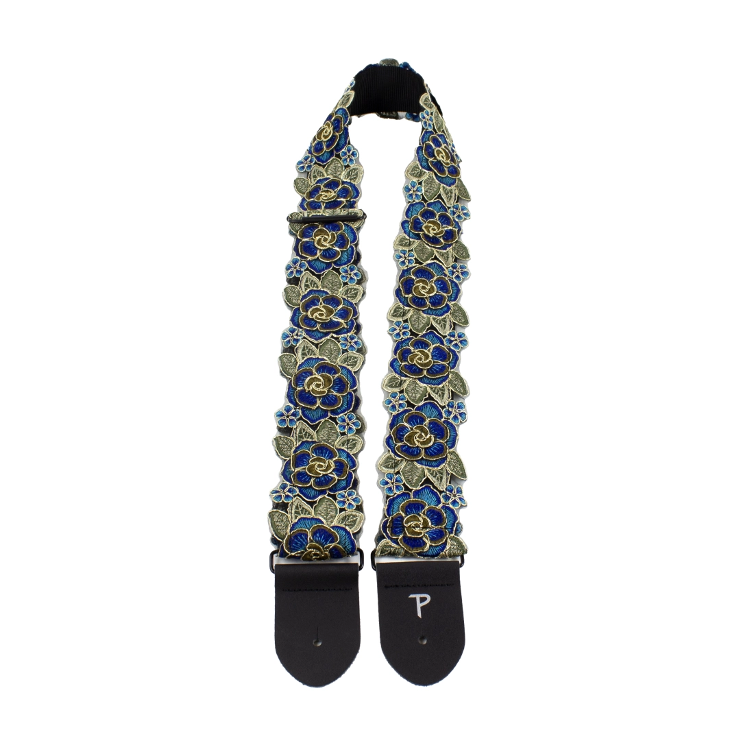 2\'\' Jacquard Guitar Strap - Blue Flowers