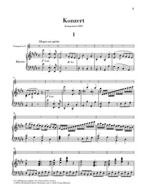 Concerto pour trompette en mi majeur - Hummel/Kube - Rduction pour trompette et piano - Ensemble de pices