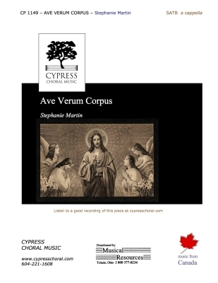 Cypress Choral Music - Ave Verum Corpus - Martin - SATB