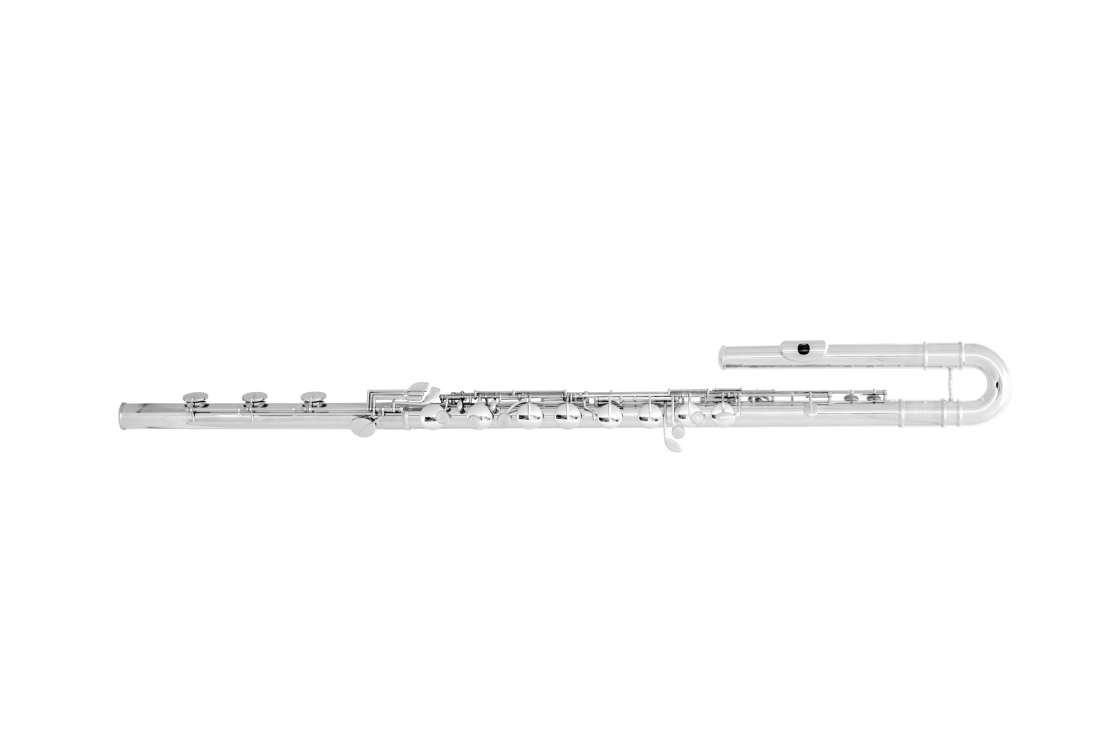 Silver-Plated Bass Flute with Split E and Sterling Silver Lip Plate and Riser and B Footjoint