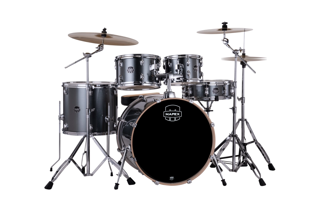 Venus 5-Piece Drum Kit (22,10,12,16,SD) with Hardware and Cymbals - Steel Blue Metallic