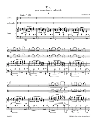 Trio for Piano, Violin and Violoncello - Ravel/Woodfull-Harris - Piano Trio - Score/Parts