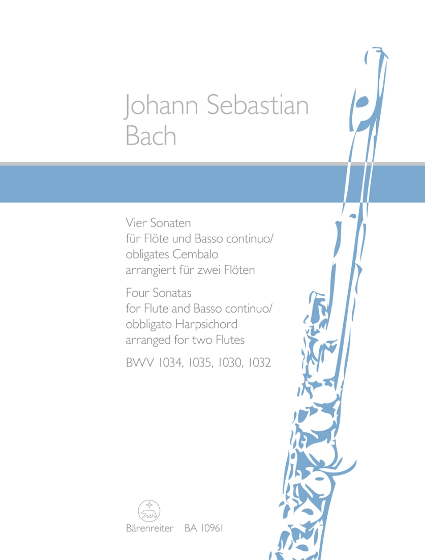 Four Sonatas for Flute and Basso continuo / obbligato Harpsichord BWV 1034, 1035, 1030, 1032 arranged for two Flutes - Bach/Ambach - Flute Duet - Book