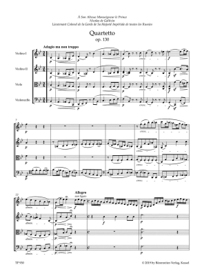 The Late String Quartets op. 127, 130-133, 135 - Beethoven/Del Mar - String Quartet - Study Score