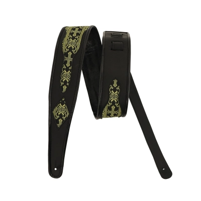 Jodi Head - Metallic Gold Cross Leather Guitar Strap