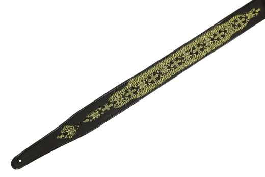 Metallic Gold Cross Leather Guitar Strap