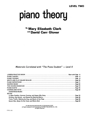 Piano Theory, Level 2: A Programmed Text - Clark/Glover - Book